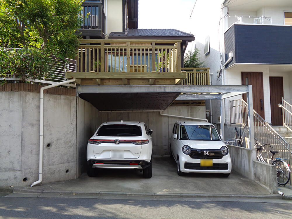 車庫上ウッドデッキ 車庫上ウッドデッキ